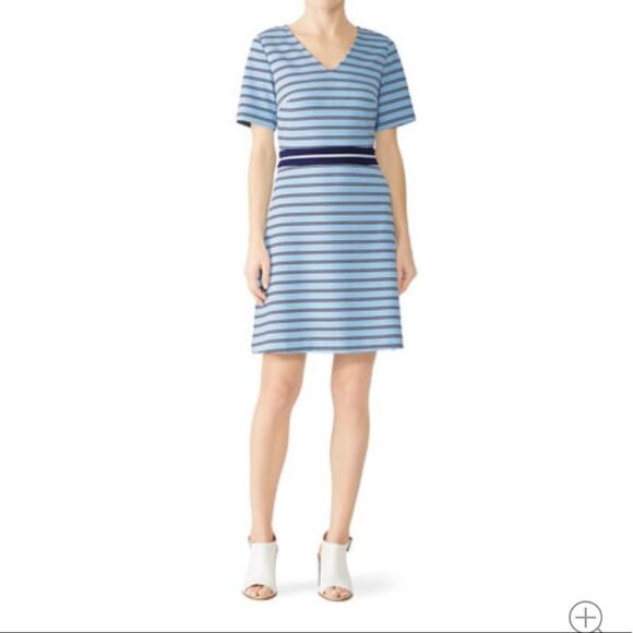 Draper James V-neck Striped Dress Blue XS - Picture 1 of 6